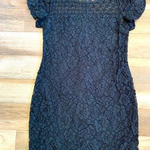 Karl Lagerfeld navy blue lace 3/4 length dress.